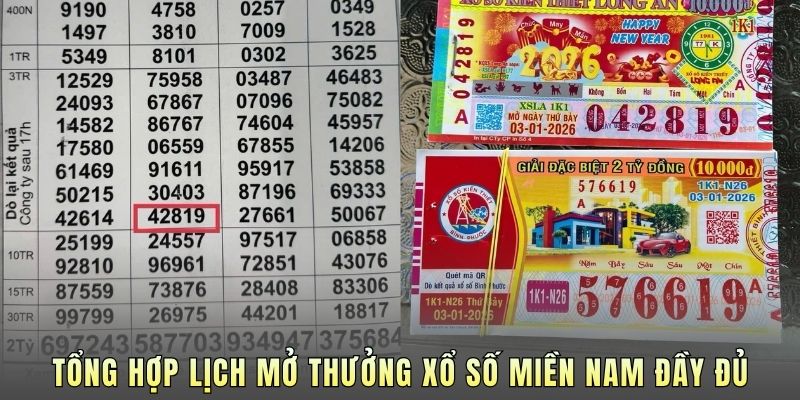 Tổng hợp lịch mở thưởng xổ số miền Nam đầy đủ.